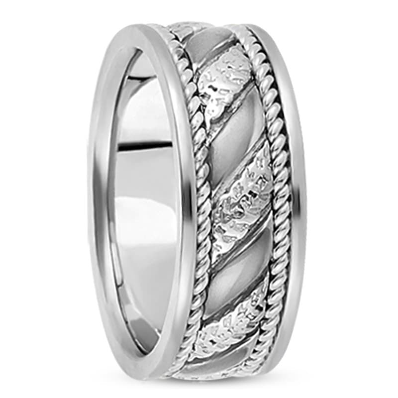 Ladies 14KT White Gold Platinum Traditional Wedding Band HM297