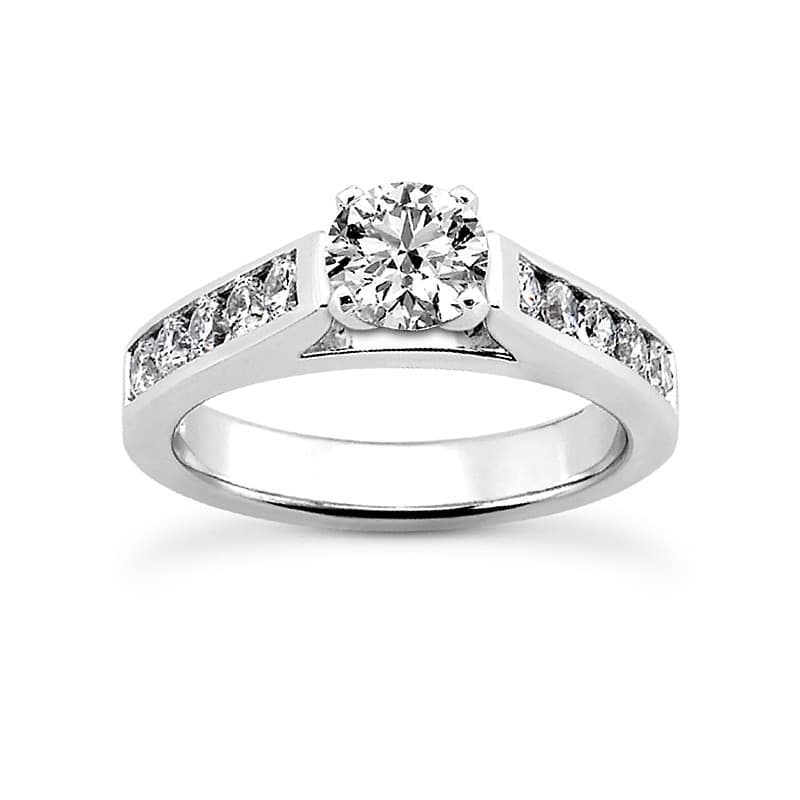 Ladies 14KT White Gold Platinum Fancy Engagement Set ENS875-A