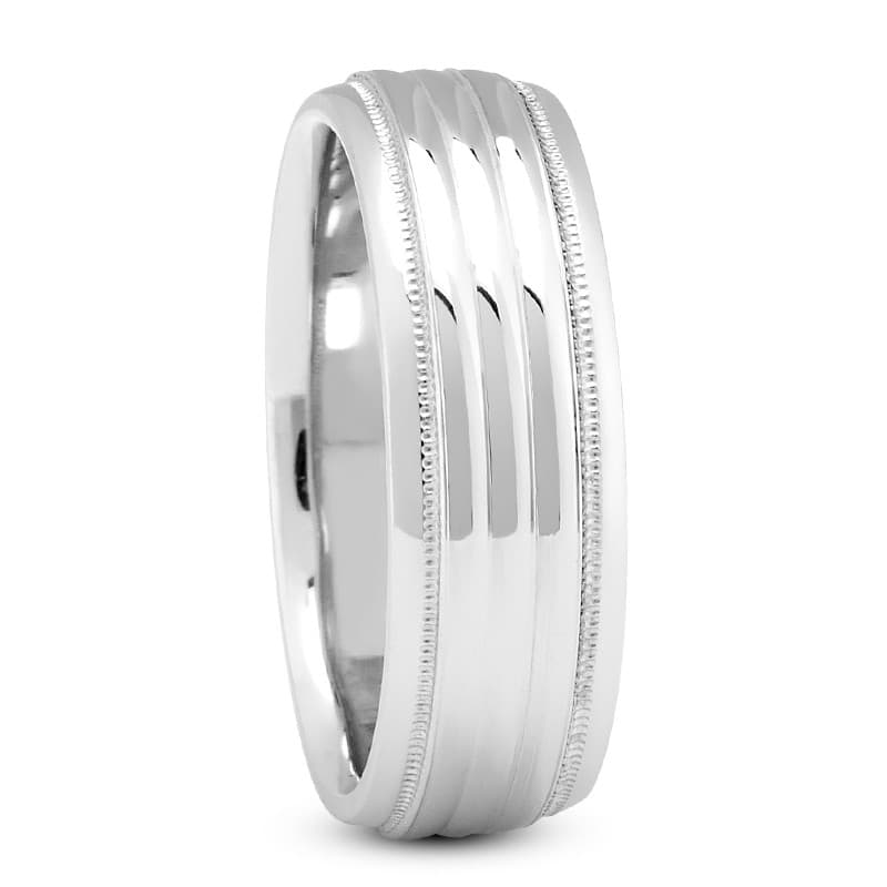Mens 14KT White Gold Platinum Traditional Wedding Band M193