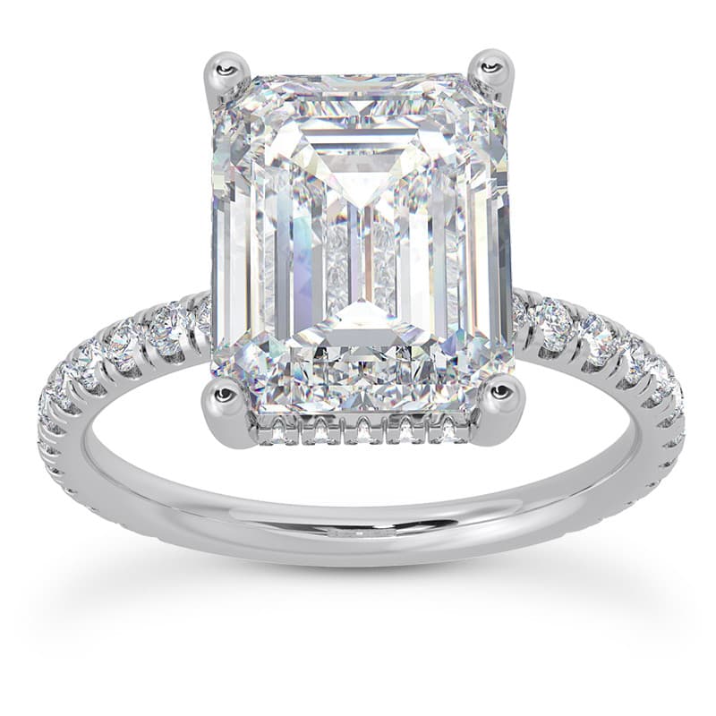 Ladies Emerald Cut Diamond Halo Engagement Ring ENR9820-10x8-EC