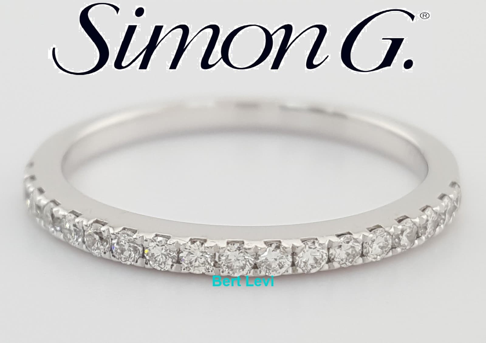 Simon G. Round Diamond MR2573 Wedding Band 18k White Gold 0.24 ct Rt $1,540