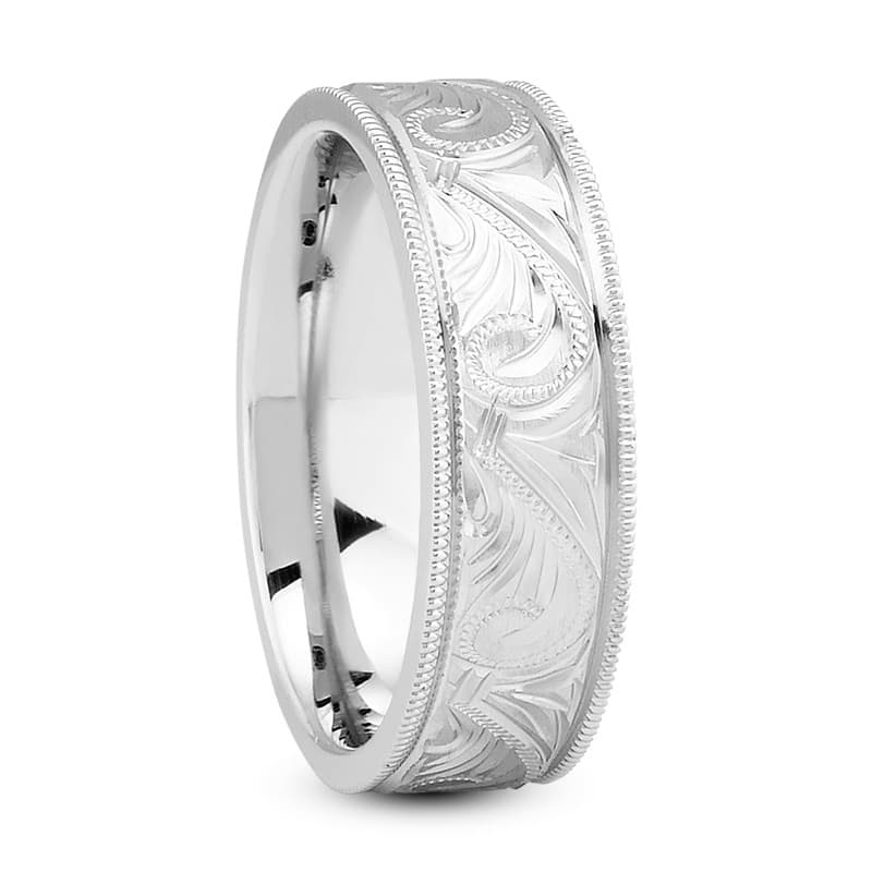 Mens 14KT White Gold Platinum Traditional Wedding Band M1212
