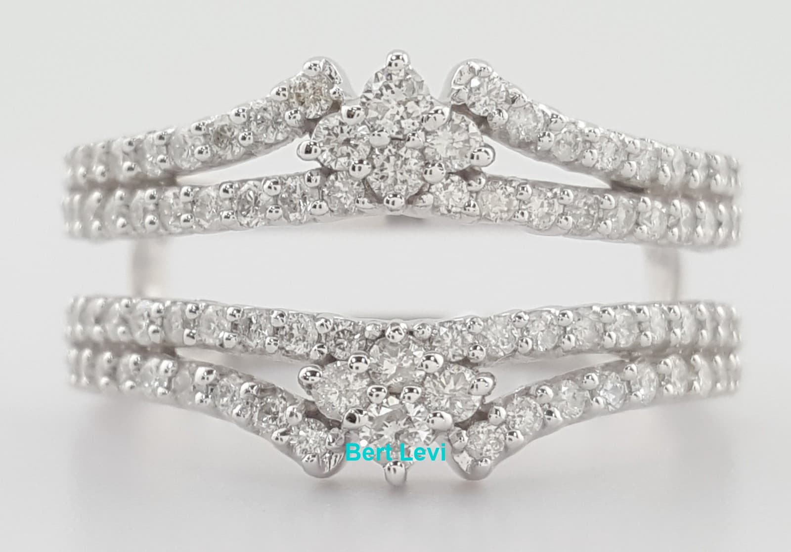 Diamond 14K White Gold Wedding Band Enhancer Jacket 1 ct Retail $2,495