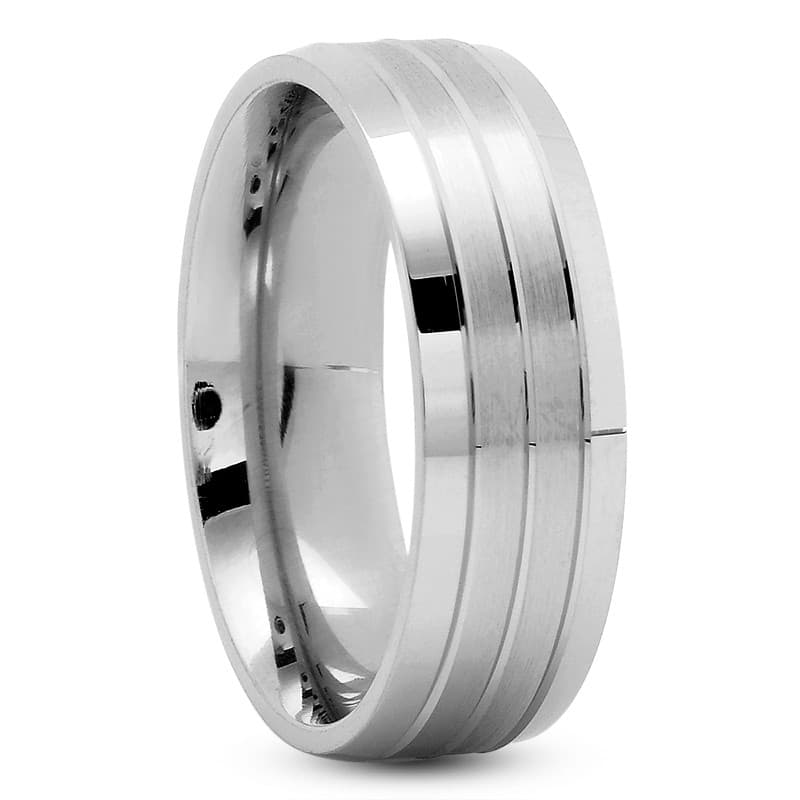 Mens 14KT White Gold Platinum Traditional Wedding Band M222