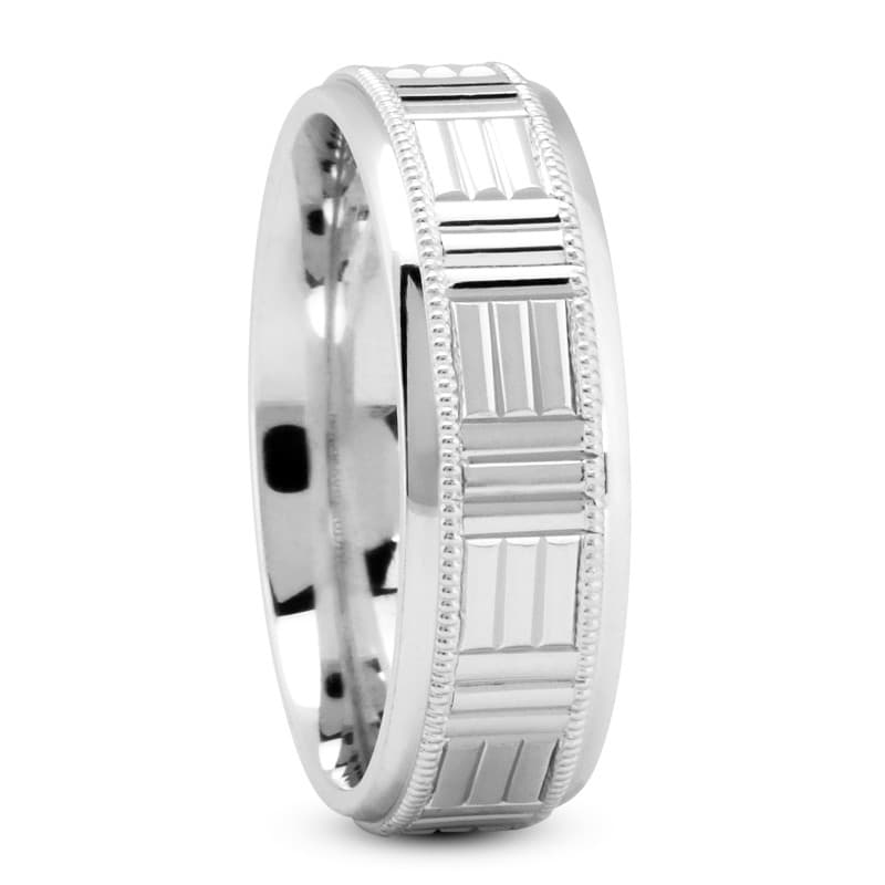 Mens 14KT White Gold Platinum Traditional Wedding Band M1106