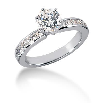 Ladies 14KT White Gold Platinum Fancy Engagement Set ENS548-A