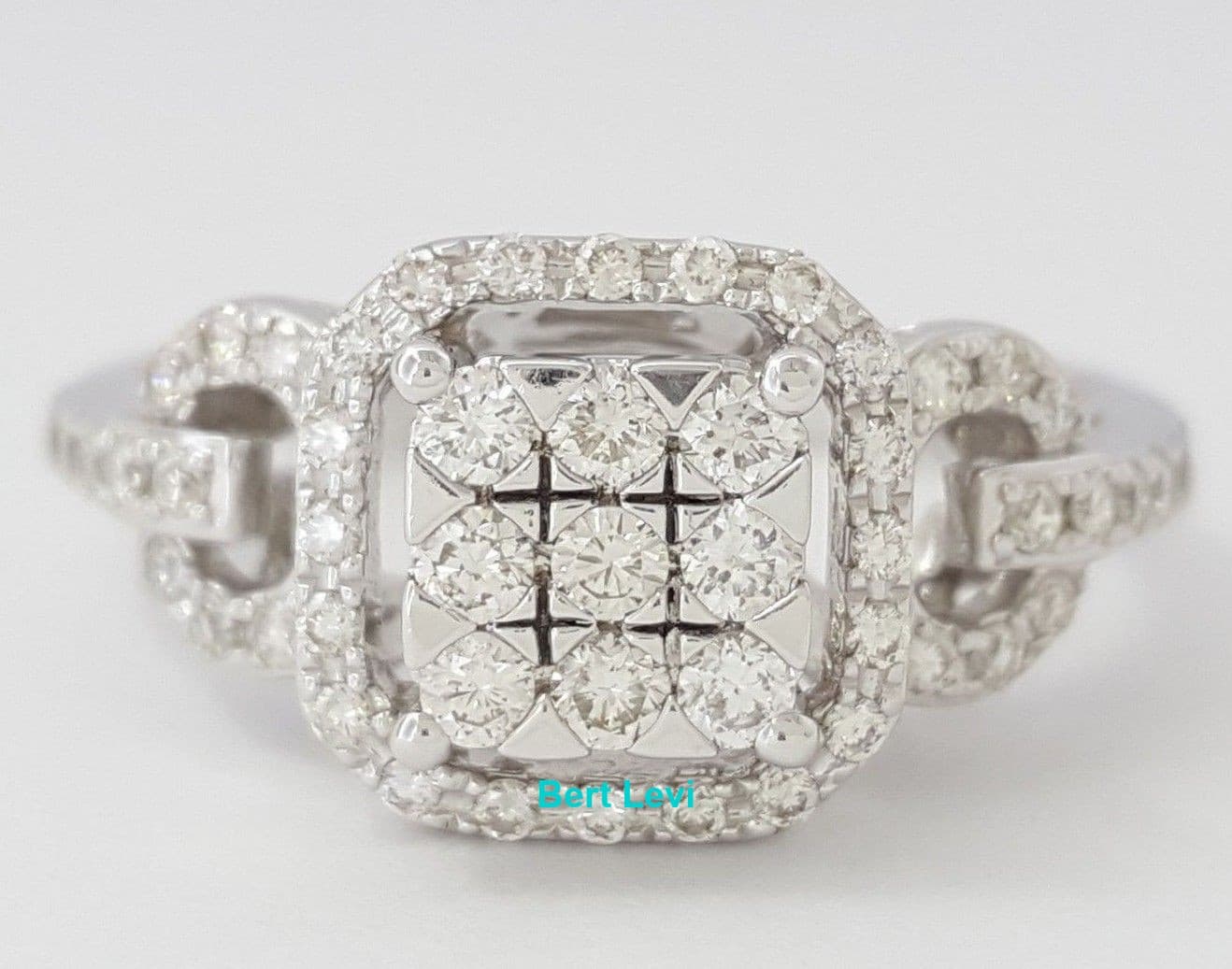 0.55 ct 14K White Gold Round Cut Diamond Invisible Set Halo Engagement Ring