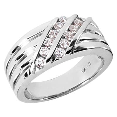 Ladies 14KT White Gold Platinum Round Diamond Wedding Band Set WBS237-G