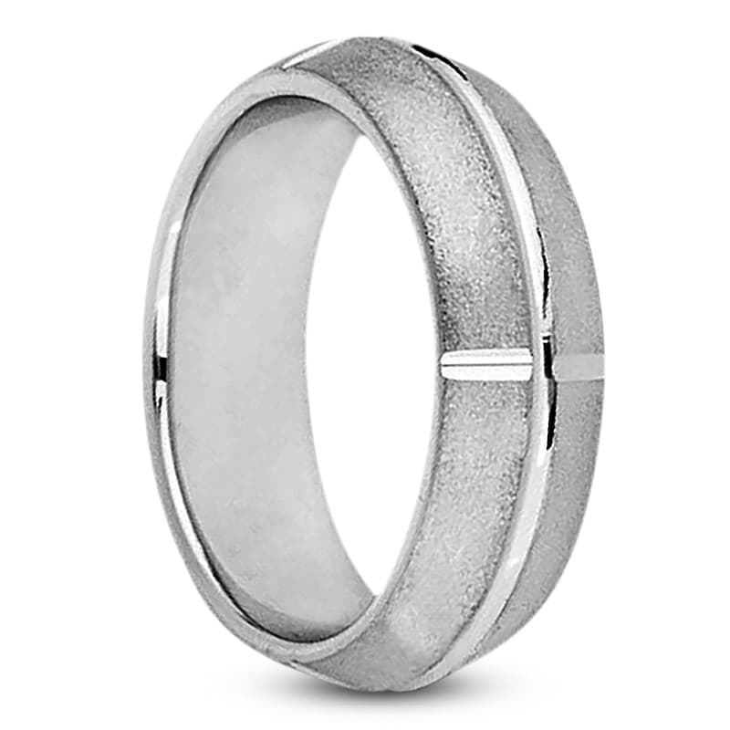 Mens 14KT White Gold Platinum Traditional Wedding Band M182