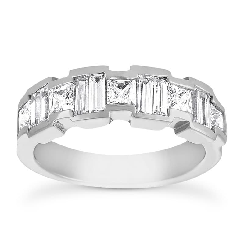 Ladies 14KT White Gold Platinum Diamond Wedding Band WB2130
