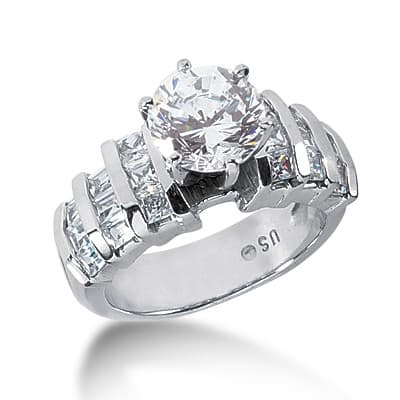 Ladies 14KT White Gold Platinum Fancy Engagement Ring ENR2651