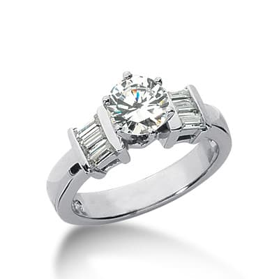 Ladies 14KT White Gold Platinum Fancy Engagement Ring ENR107