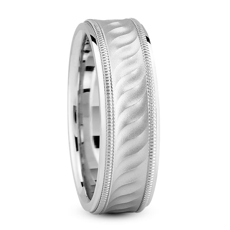 Mens 14KT White Gold Platinum Traditional Wedding Band M808
