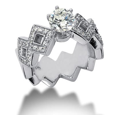 Ladies 14KT White Gold Platinum Fancy Engagement Set ENS824-A