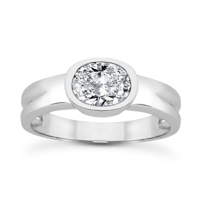 Ladies 14KT White Gold Platinum Solitaires Engagement Ring ENR282-10x8