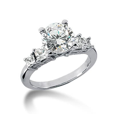 Ladies 14KT White Gold Platinum Fancy Engagement Ring ENR1012