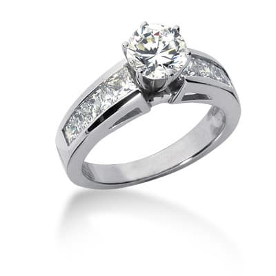 Ladies 14KT White Gold Platinum Fancy Engagement Set ENS519-A