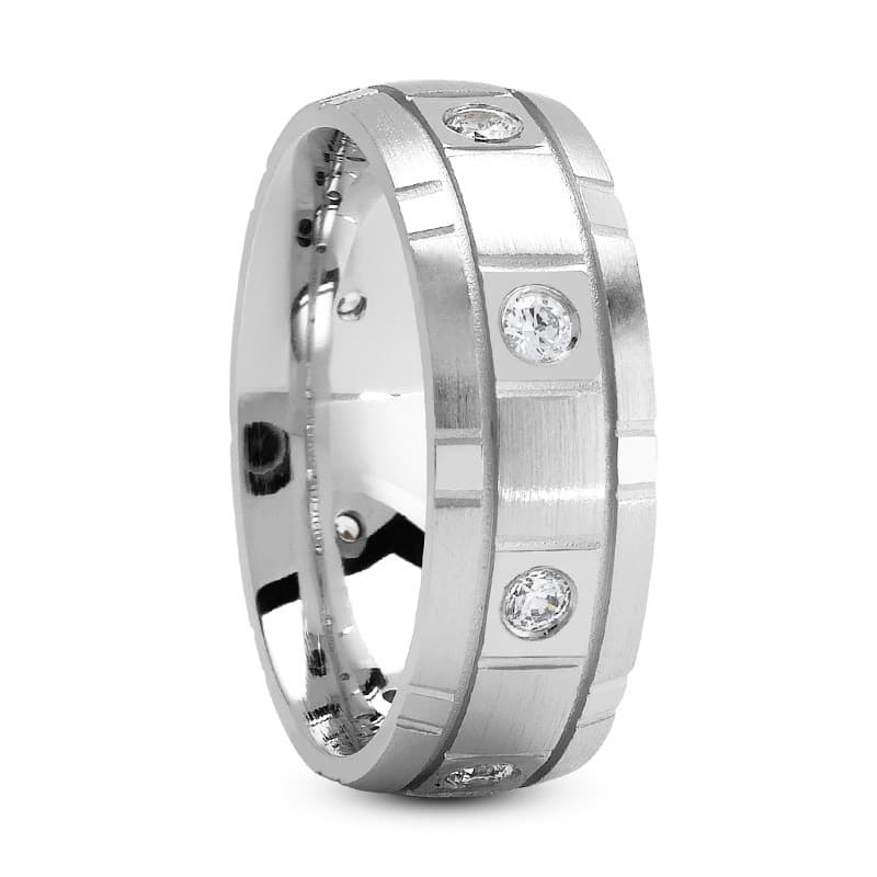 Ladies 14KT White Gold Platinum Traditional Wedding Band DB1044-7.5-RD
