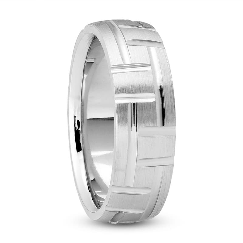 Mens 14KT White Gold Platinum Traditional Wedding Band M693