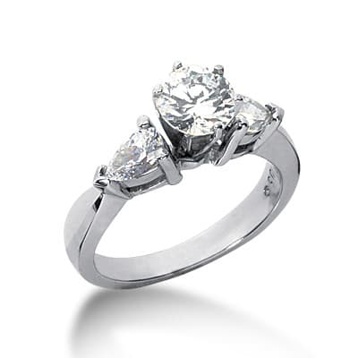 Ladies 14KT White Gold Platinum Three Stones Engagement Ring ENR1601