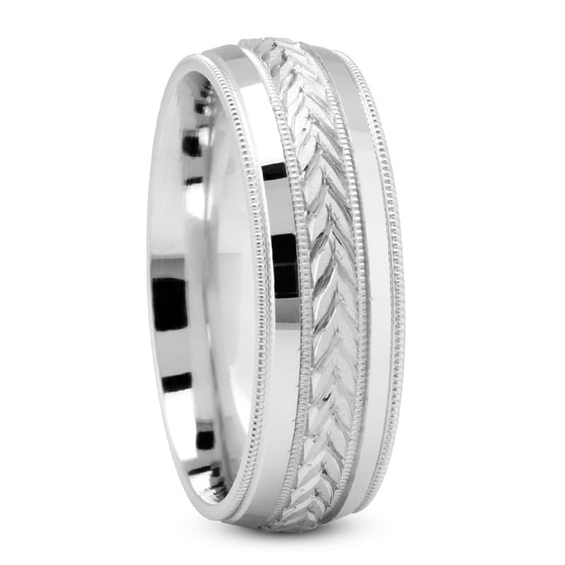 Mens 14KT White Gold Platinum Traditional Wedding Band M1166