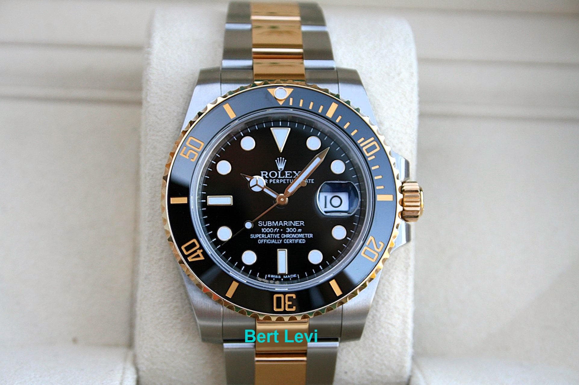 ROLEX 116613 SUBMARINER WATCH 18K/SS BLACK CERAMIC DIAL