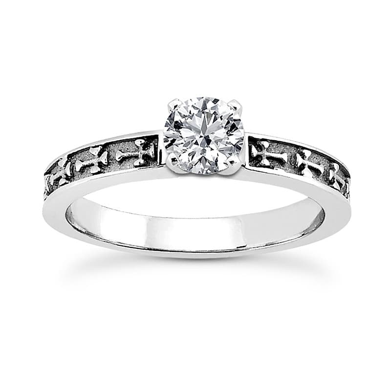 Ladies 14KT White Gold Platinum Solitaire Engagement Set ENS3630-A