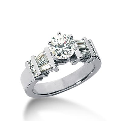 Ladies 14KT White Gold Platinum Fancy Engagement Ring ENR134