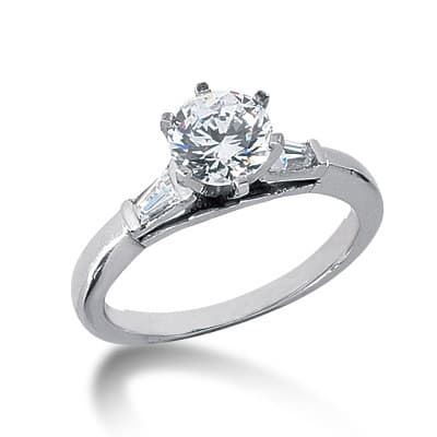 Ladies 14KT White Gold Platinum Three Stones Engagement Ring ENR2609