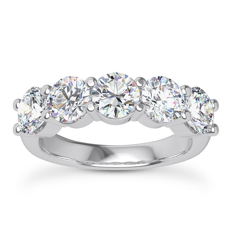 Ladies 14KT White Gold Platinum Round Diamond Wedding Band WB5434