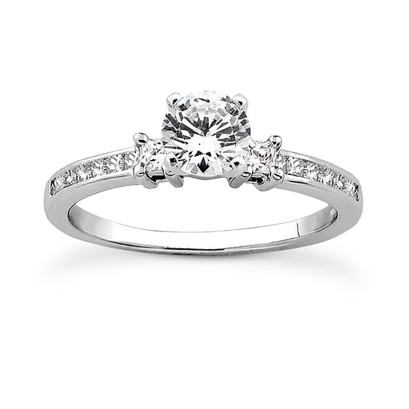 Ladies White Gold Platinum Princess Diamond Tailored Engagement Set ENS3022-A