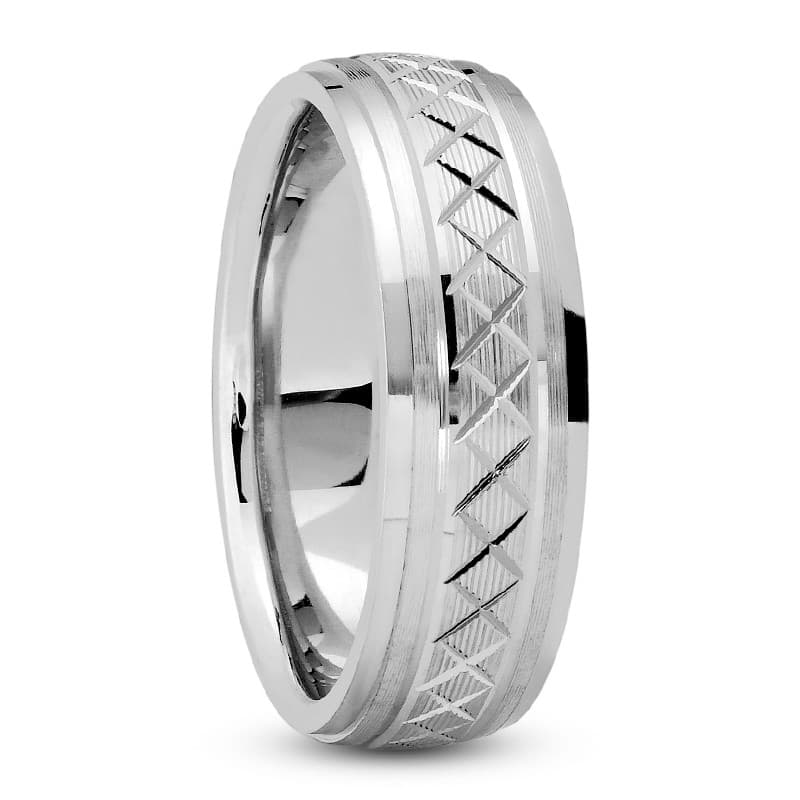 Mens 14KT White Gold Platinum Traditional Wedding Band M683