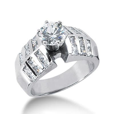 Ladies 14KT White Gold Platinum Fancy Engagement Ring ENR1679