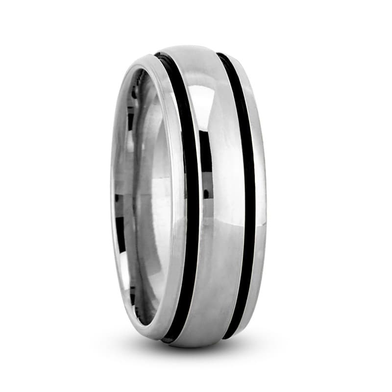 Mens 14KT White Gold Platinum Traditional Wedding Band M8004
