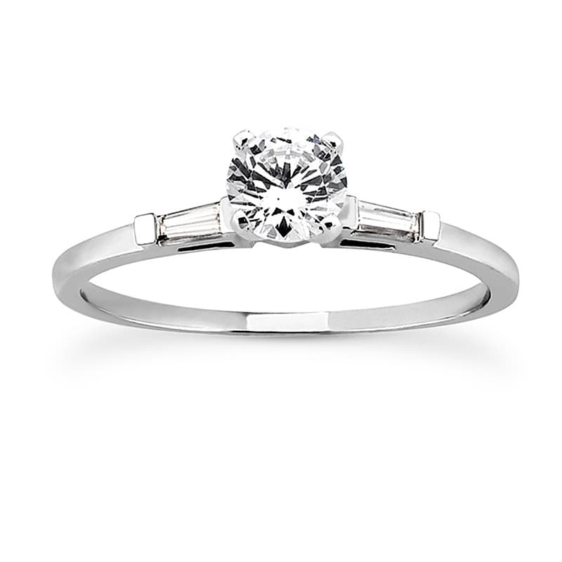 Ladies 14KT White Gold Platinum Tailored Engagement Set ENS3127-A