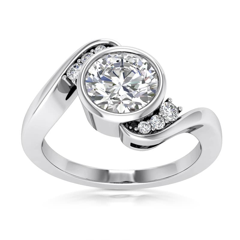 Ladies 14KT White Gold Platinum Engagement Rings ENR9455-1