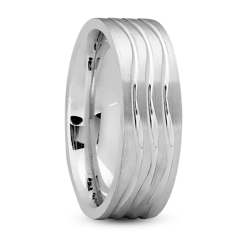 Mens 14KT White Gold Platinum Traditional Wedding Band M784