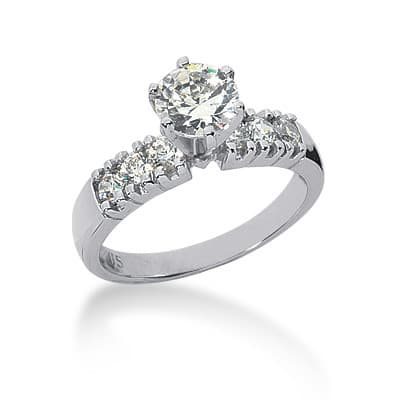 Ladies 14KT White Gold Platinum Fancy Engagement Set ENS590-A