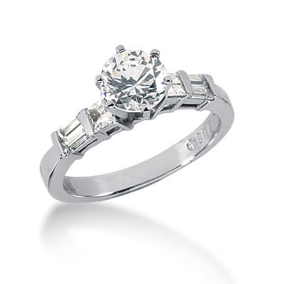 Ladies 14KT White Gold Platinum Tailored Engagement Set ENS342-A