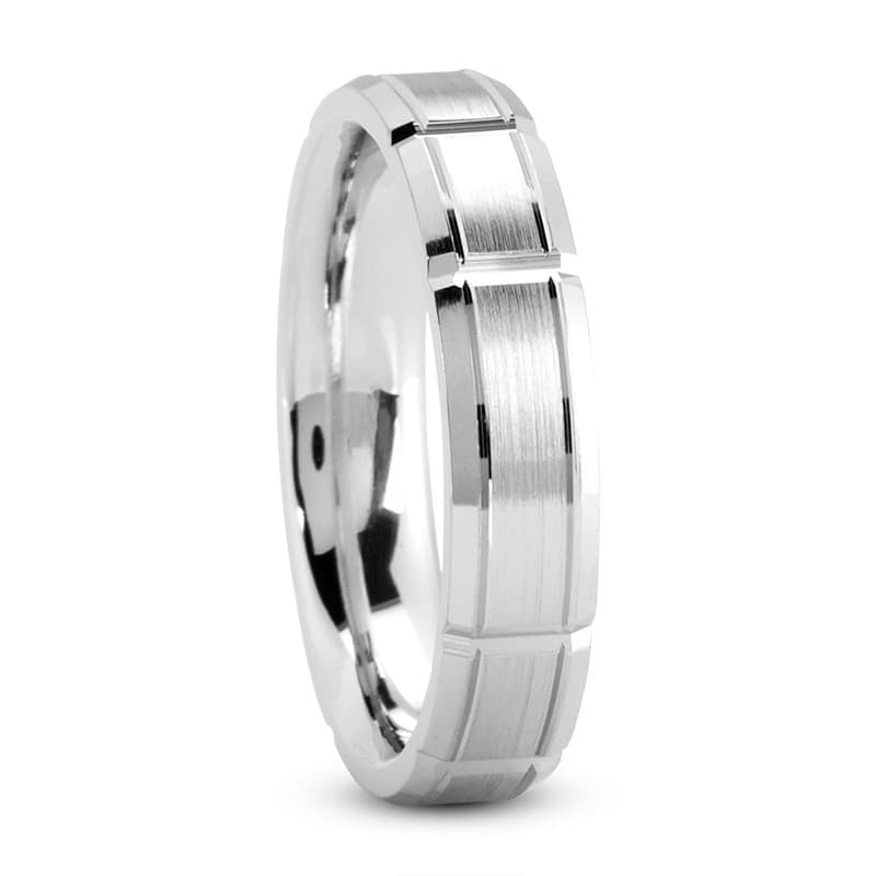 Mens 14KT White Gold Platinum Traditional Wedding Band M442