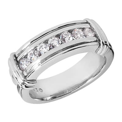 Mens 14KT White Gold Platinum Wedding Band MR1308
