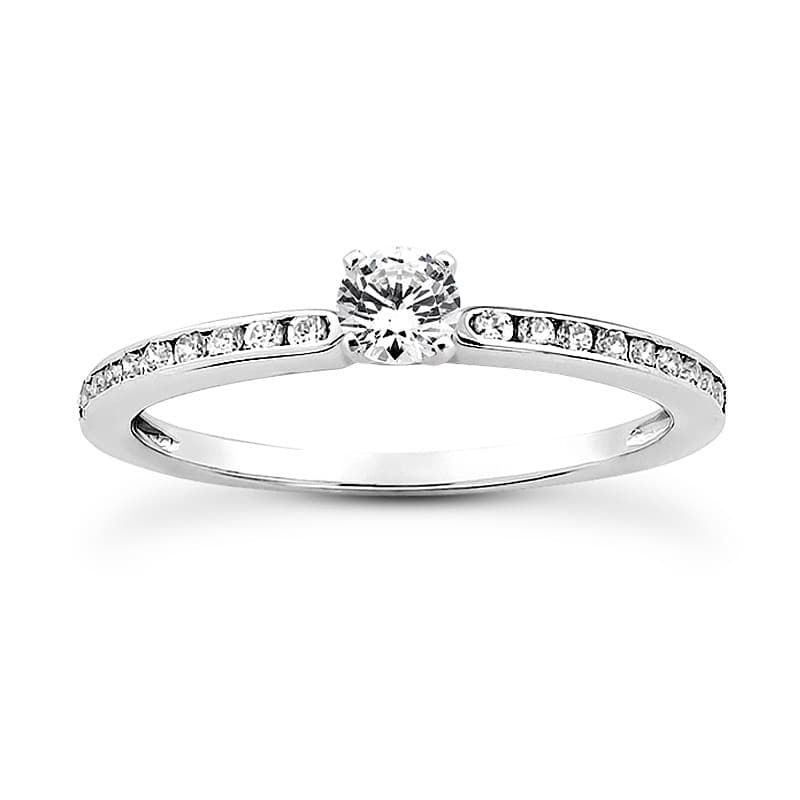 Ladies 14KT White Gold Platinum Round Diamond Tailored Engagement Set ENS3067-A