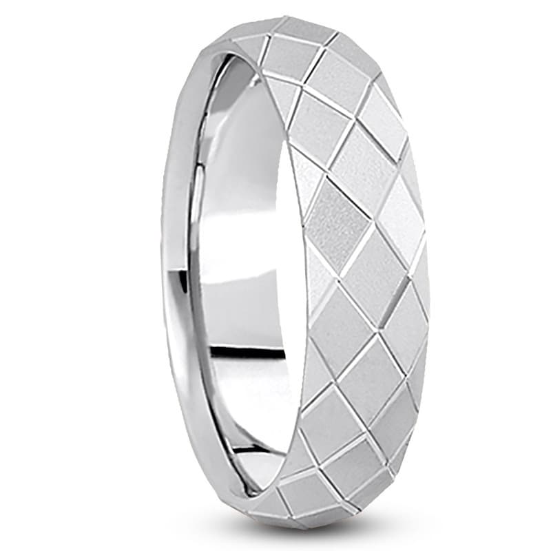 Mens 14KT White Gold Platinum Traditional Wedding Band M618
