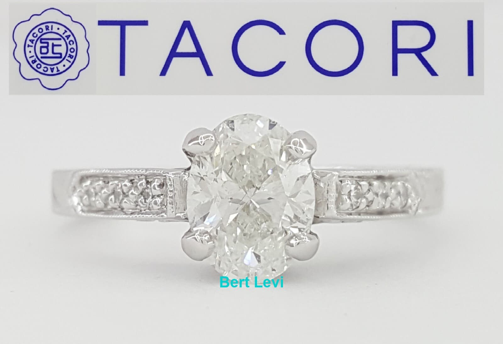 TACORI HT2378 Hand Engraved Plat 1.1 ct Oval Diamond Engagement Ring Rtl $12,450