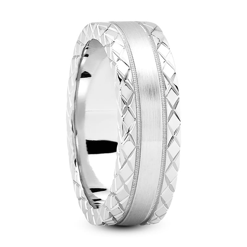 Mens 14KT White Gold Platinum Traditional Wedding Band M482-7