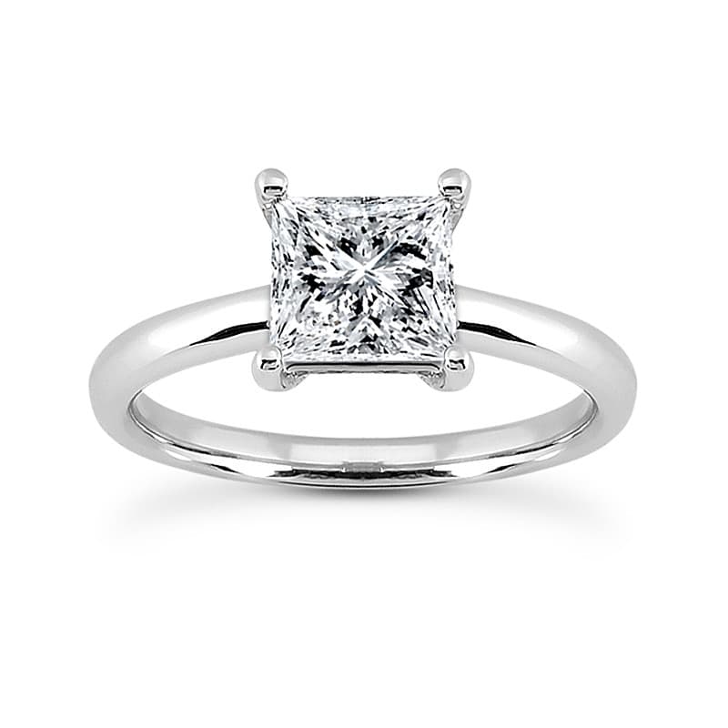 Ladies 14KT White Gold Platinum Solitaire Engagement Set ENS1808-A