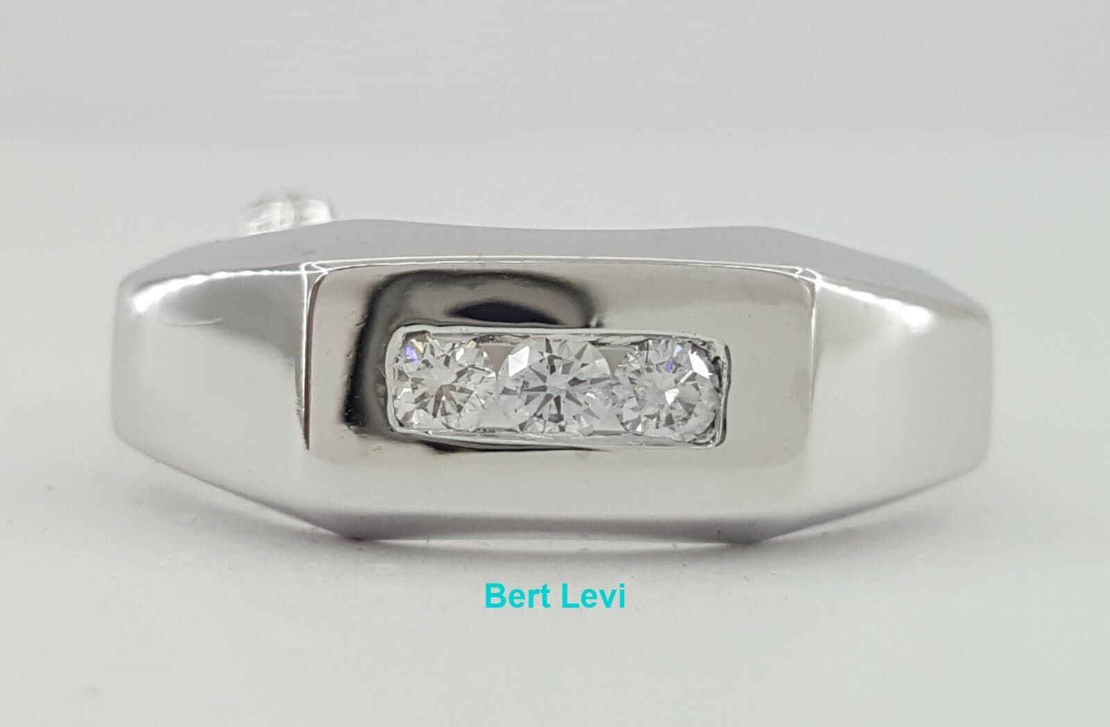 Round Cut Diamond Channel Set Wedding Band 0.27 ct 14K White Ring 8 mm Size 9.5