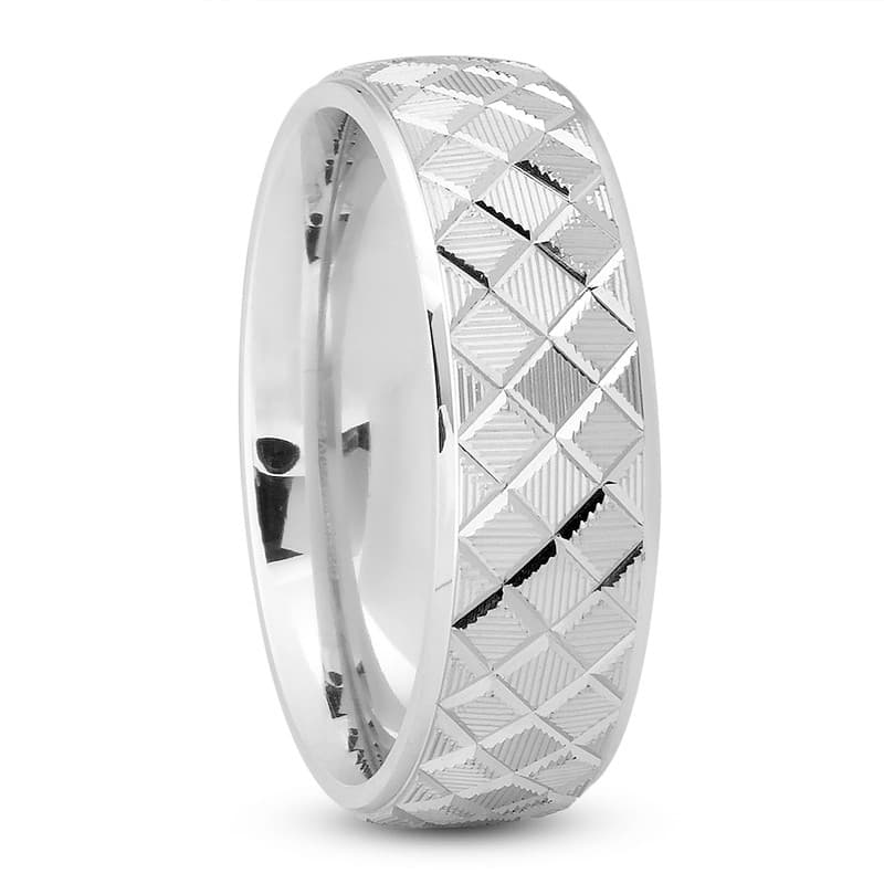Mens 14KT White Gold Platinum Traditional Wedding Band M688