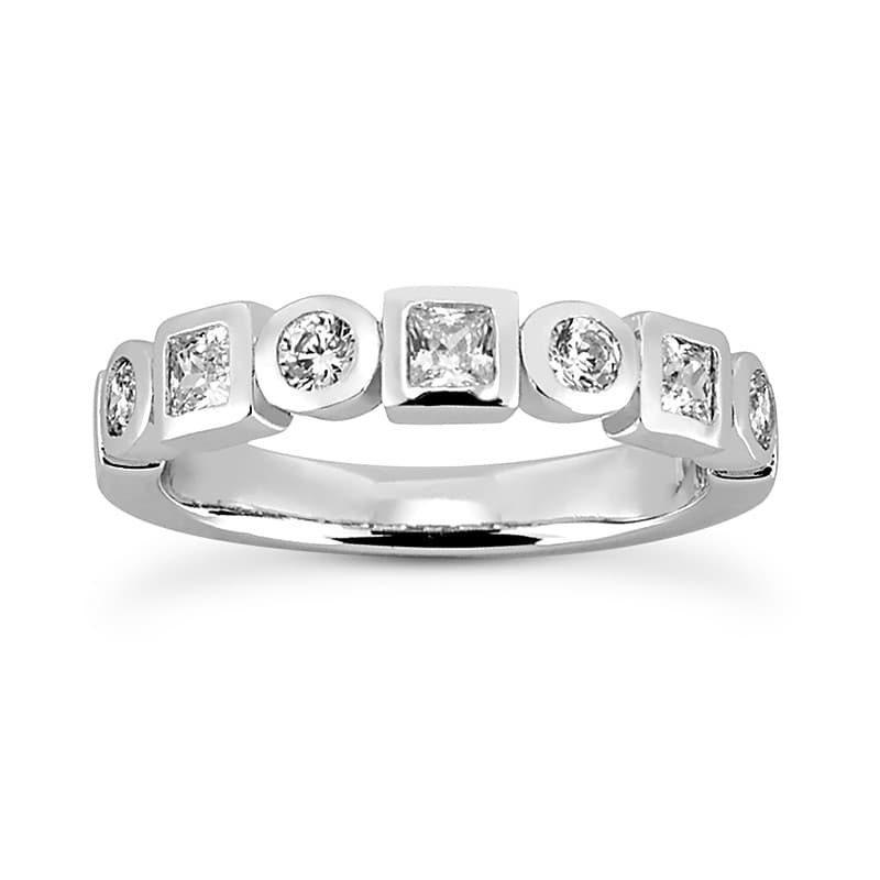 Ladies 14KT White Gold Platinum Diamond Wedding Band WB871