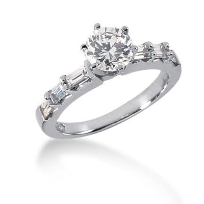 Ladies 14KT White Gold Platinum Tailored Engagement Set ENS187-A